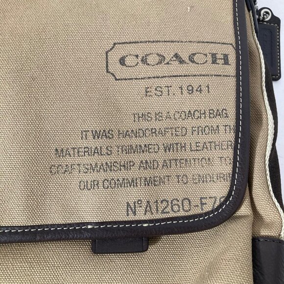 Womens Coach Heritage Web Messenger Bag Canvas Leather A1260-F70587 11 x 14" - Picture 4 of 11